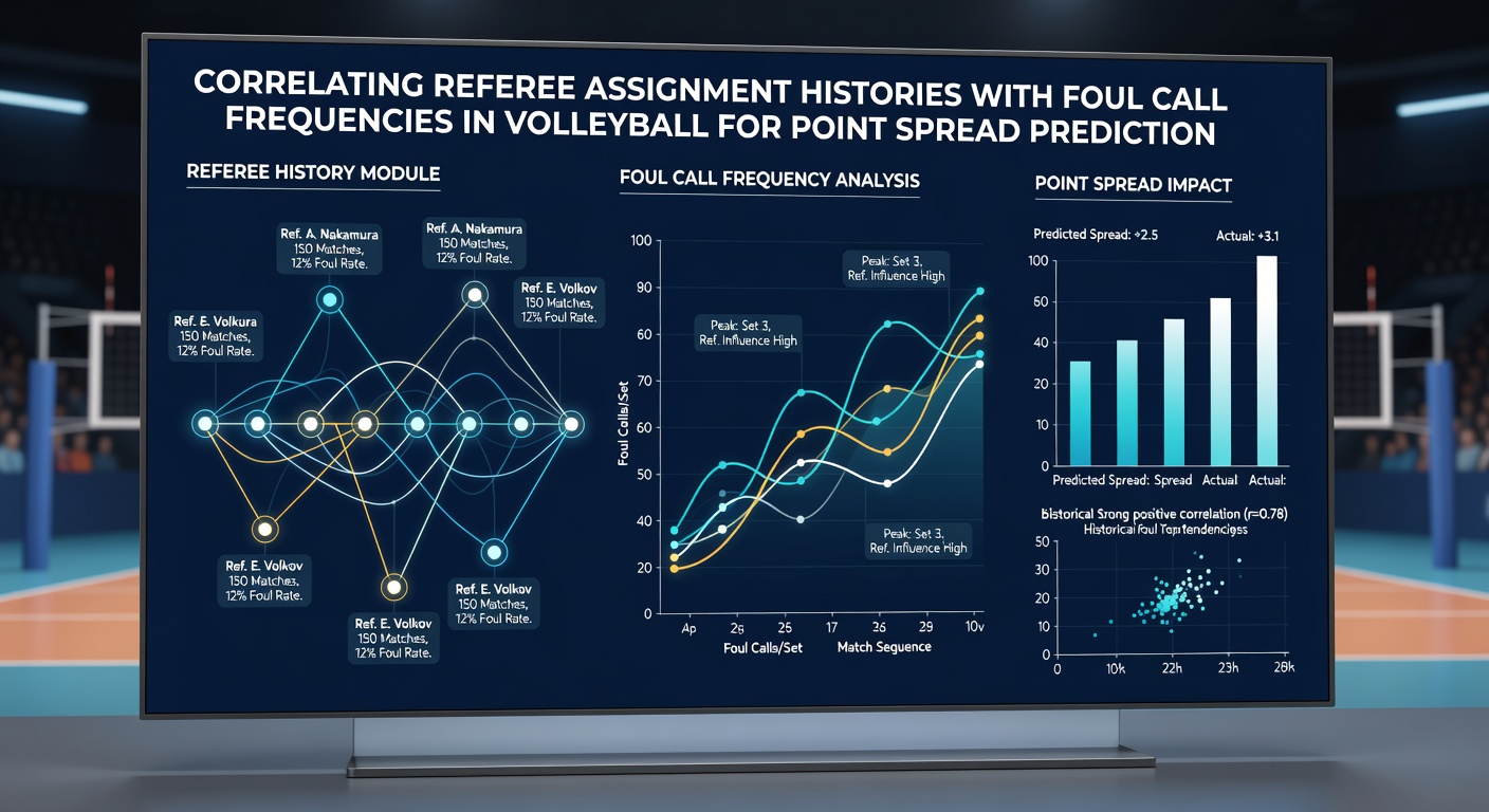 Detaillierte Grafik zur Korrelation von Schiedsrichterhistorien und Foul-Statistiken im Volleyball