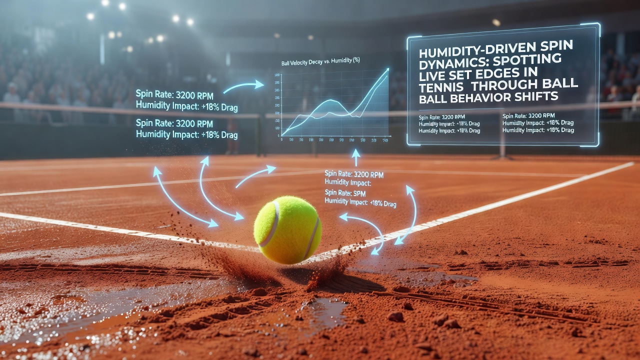 Live-Tennis-Match mit Fokus auf Ballverhalten unter variabler Luftfeuchtigkeit