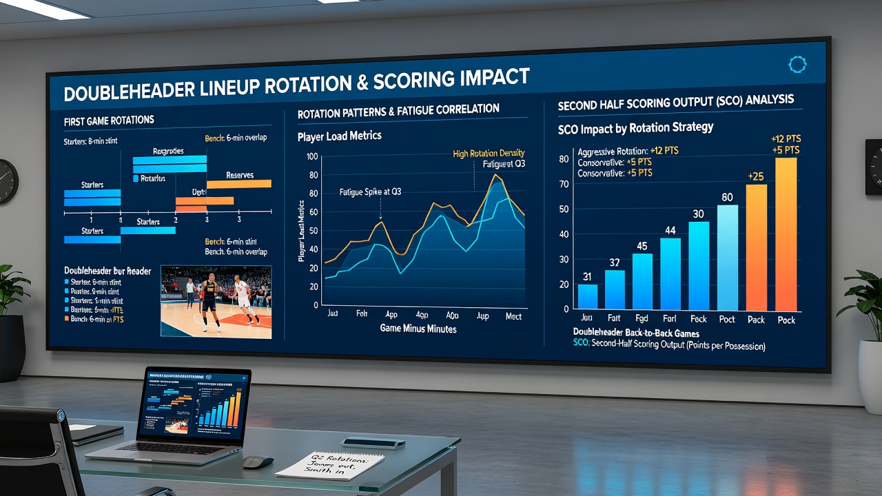 Darstellung von Scoring-Margins in zweiten Halbzeiten bei variierenden Rotationstiefen