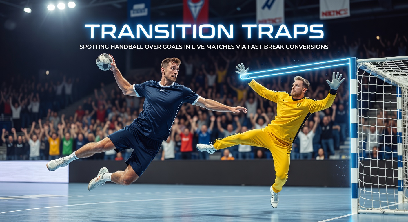 Grafik zeigt Fast-Break-Umwandlungsraten in Handball-Matches mit steigenden Over-Tor-Trends während Übergangsphasen