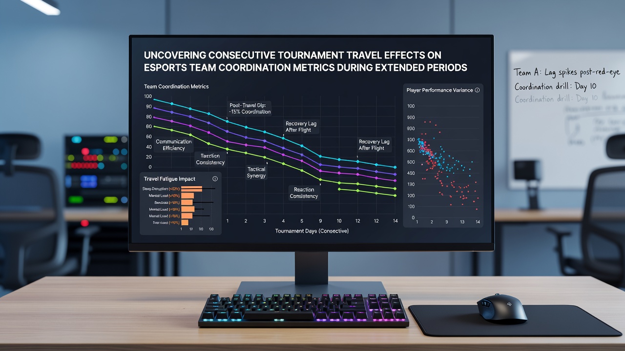 Darstellung von Koordinationsmetriken in Esports-Turnieren mit Fokus auf Reiseeffekte und Teamperformance