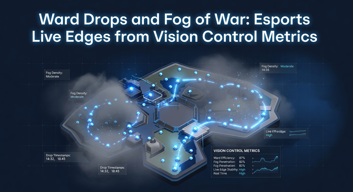 Grafik zeigt Ward-Platzierungen in einer League-of-Legends-Partie mit hervorgehobenen Vision-Zonen im Fog of War